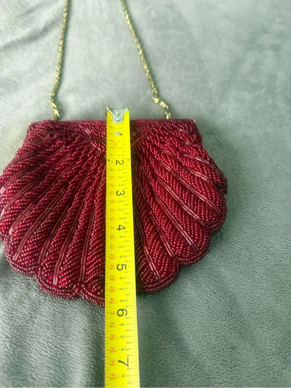 Vtg burgundy clamshell seashell mermaid cocktail clutch bag